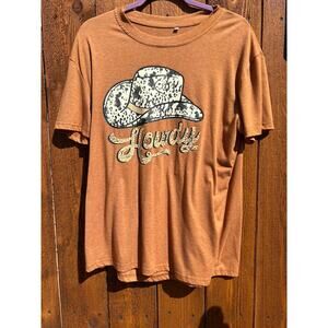 Howdy Western Graphic Tee - Burnt Orange - Size Large